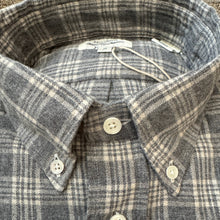 Load image into Gallery viewer, Hartford Cotton Flannel Shirt Grey/Ivory Plaid
