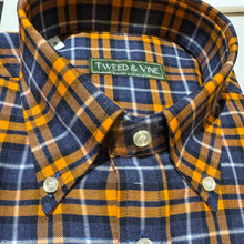 Load image into Gallery viewer, T&amp;V Classic Brushed Cotton Plaid shirt in Orange and Navy
