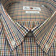 Load image into Gallery viewer, Alan Paine BD Cotton Classic Fit Check Shirt - Orange/Navy/Olive
