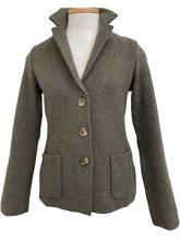 Load image into Gallery viewer, Base Sweater Blazer - Olive Birdseye Tweed
