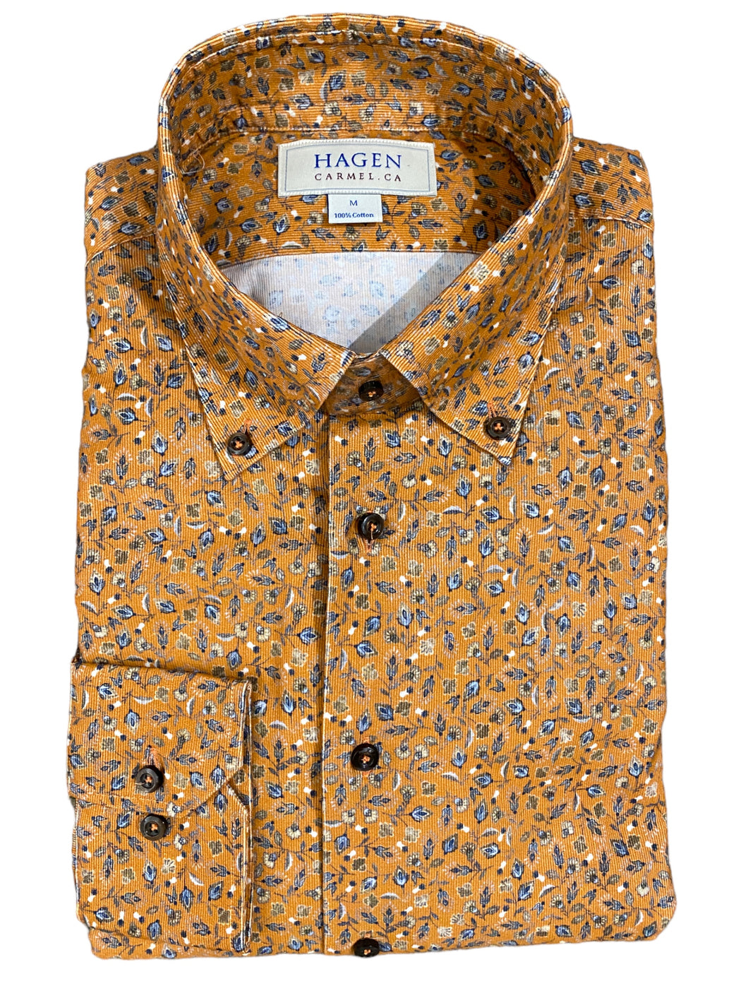 Hagen Shirt Fine Corduroy - Rust Floral Print