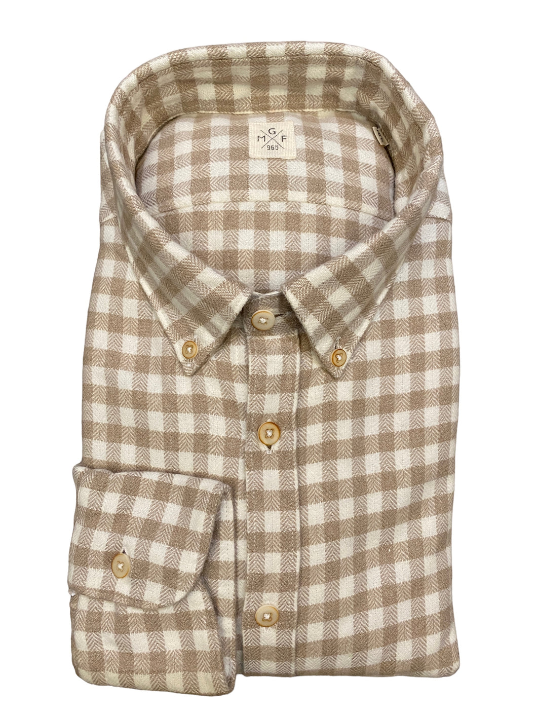 GMF 965 Flannel Gingham Shirt Camel/White