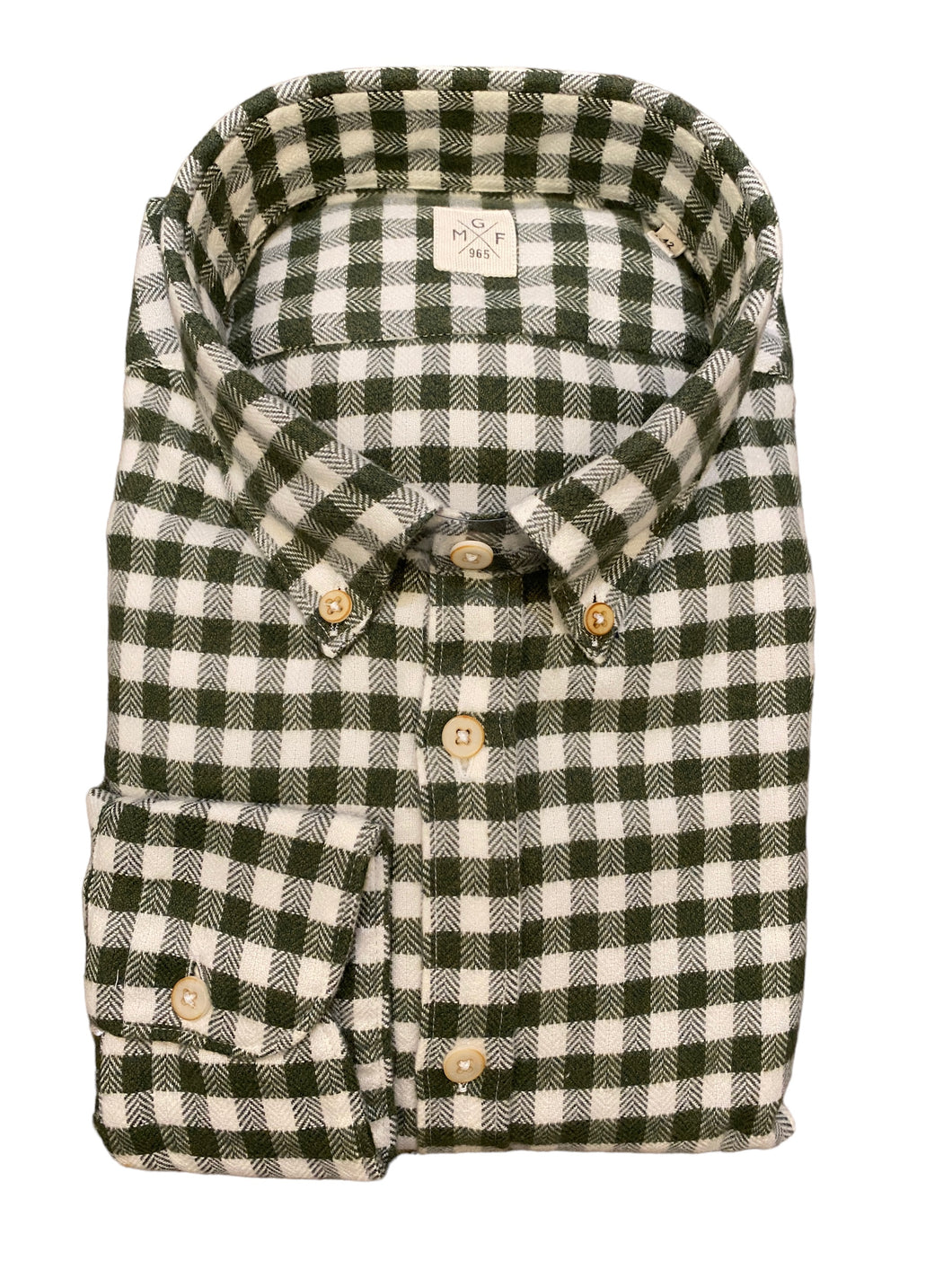 GMF 965 Flannel Gingham Shirt Green/Ivory