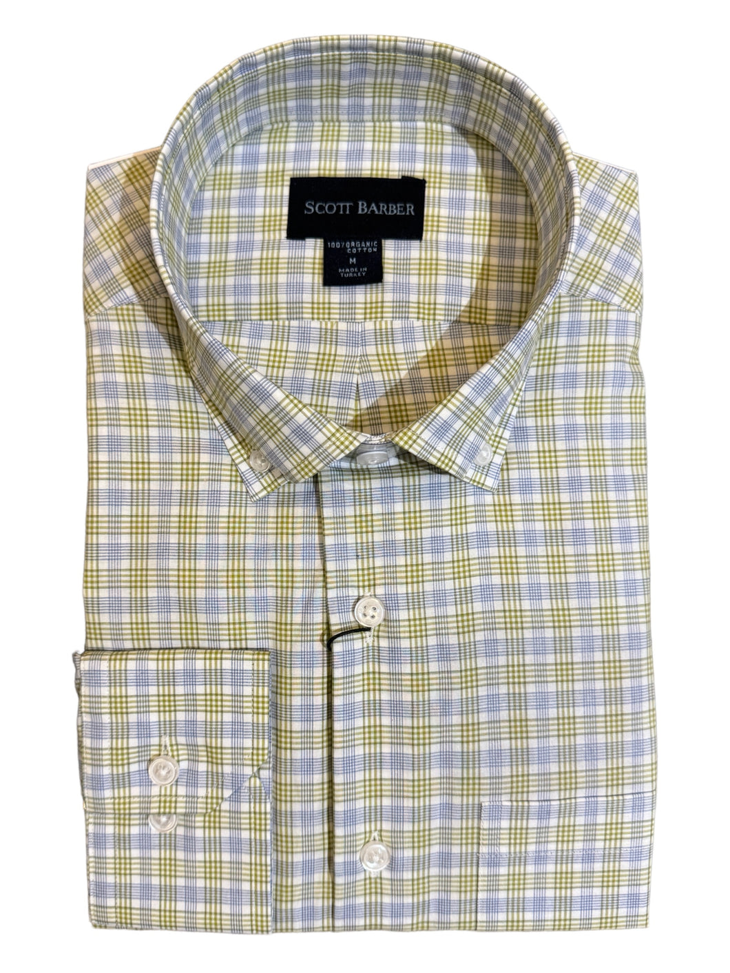 Scott Barber Organic Cotton Check Shirt Lime