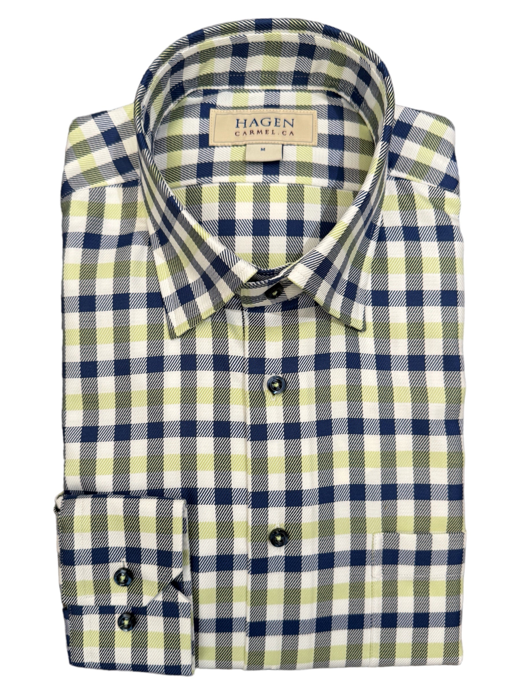 Hagen Shirt Broad Gingham Navy/Green – Tweed & Vine