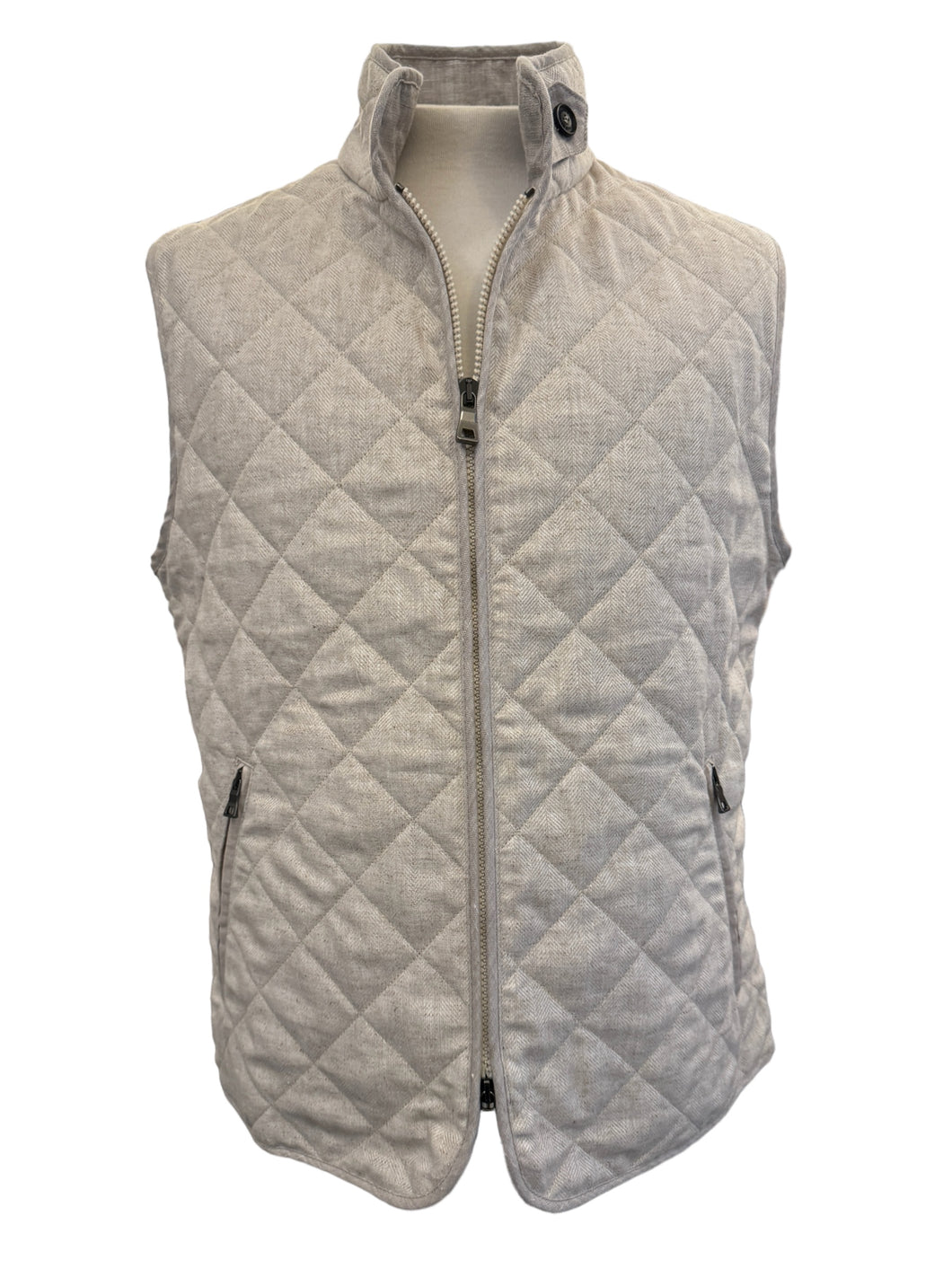 Waterville Fit Vest Linen Herringbone Natural