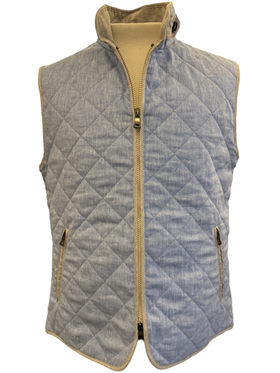 Waterville Fit Vest Linen Herringbone Light Blue