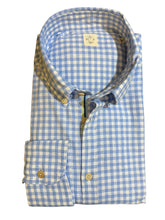 Load image into Gallery viewer, GMF 965 Linen/Cotton BD Shirt Blue Gingham
