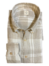 Load image into Gallery viewer, GMF 965 Linen/Cotton BD Shirt Beige/White Plaid
