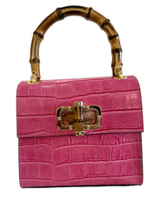 Load image into Gallery viewer, GF Faux Croc Bag w/Bamboo Handles
