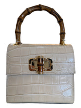 Load image into Gallery viewer, GF Faux Croc Bag w/Bamboo Handles
