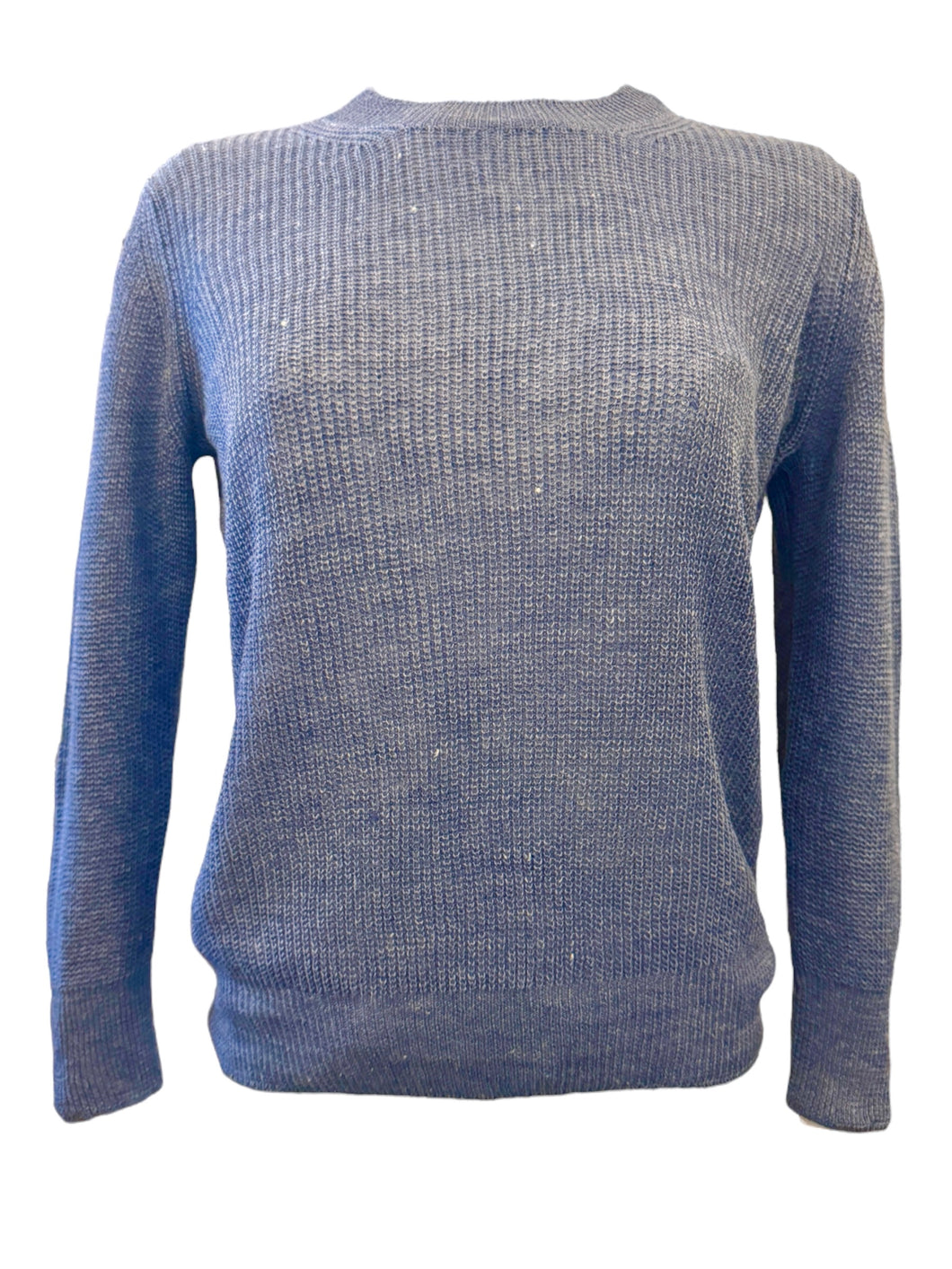 Gran Sasso Women's Linen Crewneck Sweater Soft Blue