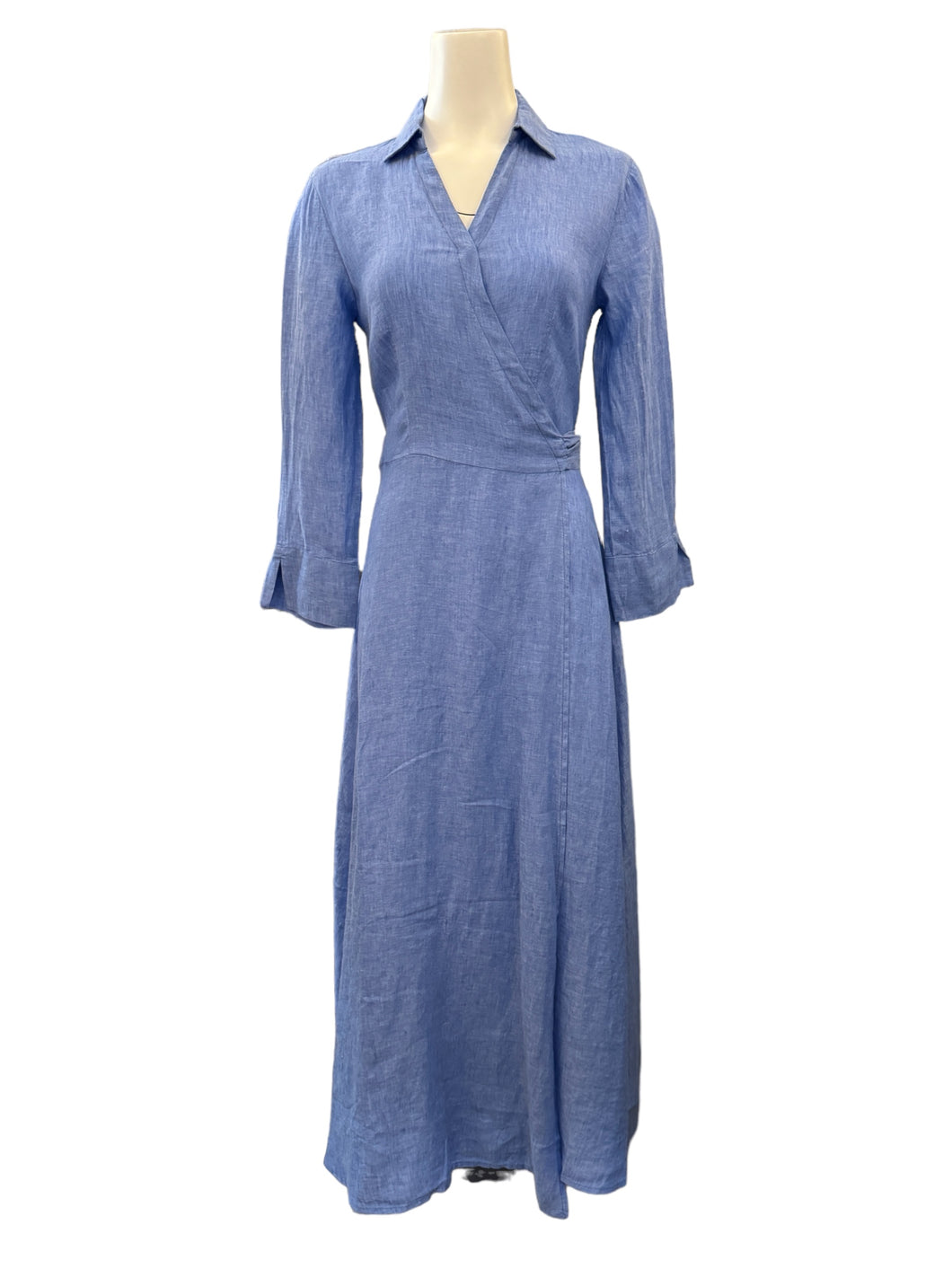 0039 Italy Havana Wrap Dress Blue Linen