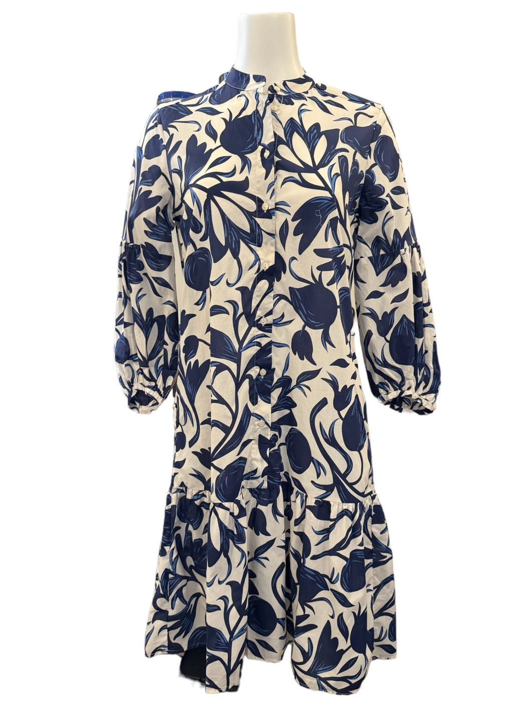 0039 Italy Mila Cotton Printed Navy Floral Dress
