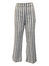 Load image into Gallery viewer, E&amp;F Pull On Cropped Pant Grey/White Stripes
