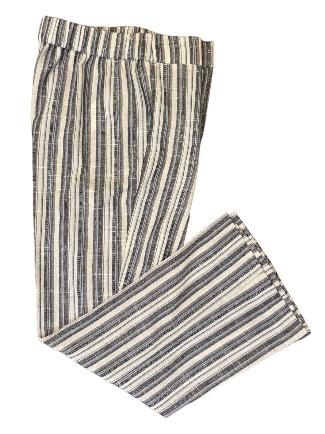 E&F Pull On Cropped Pant Grey/White Stripes