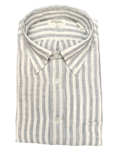 Load image into Gallery viewer, Hartford Linen Stripe Shirt Grey/White
