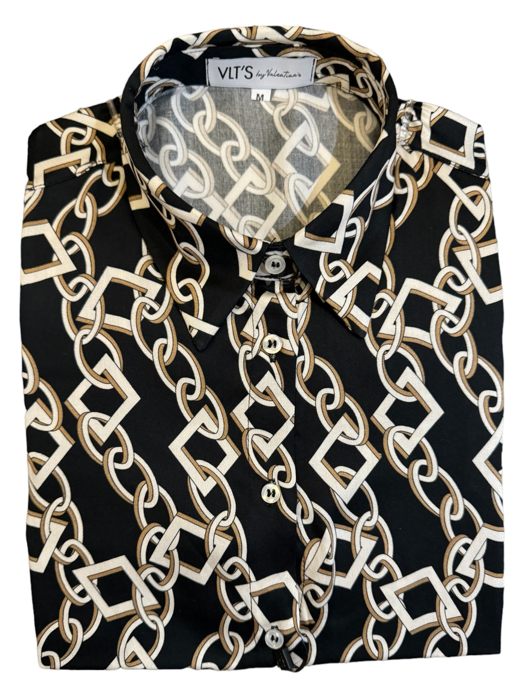 VLTS Chain Pattern Shirt Black and Beige