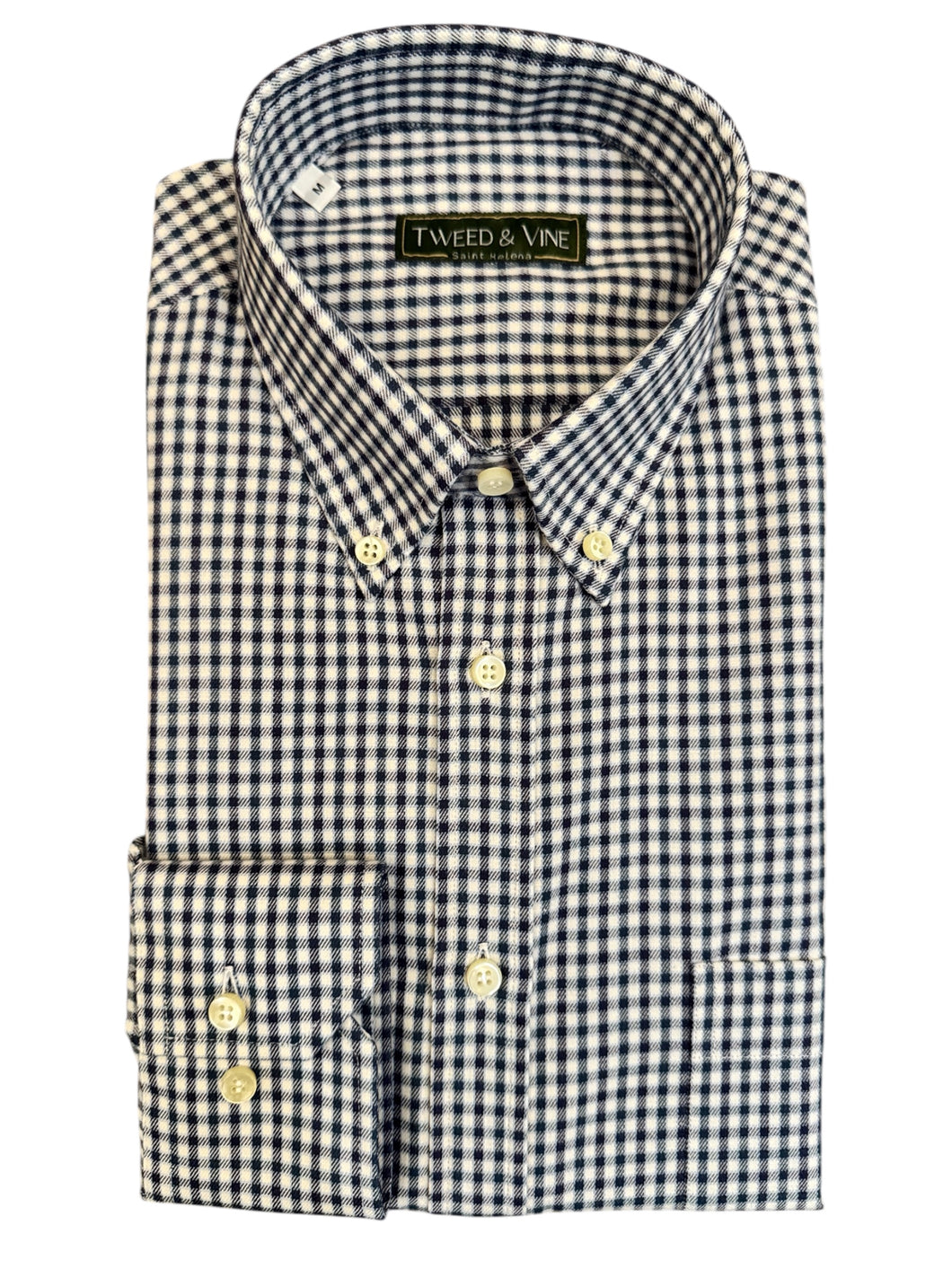 T&V Classic Cotton Twill BD Shirt in Navy/Green Check