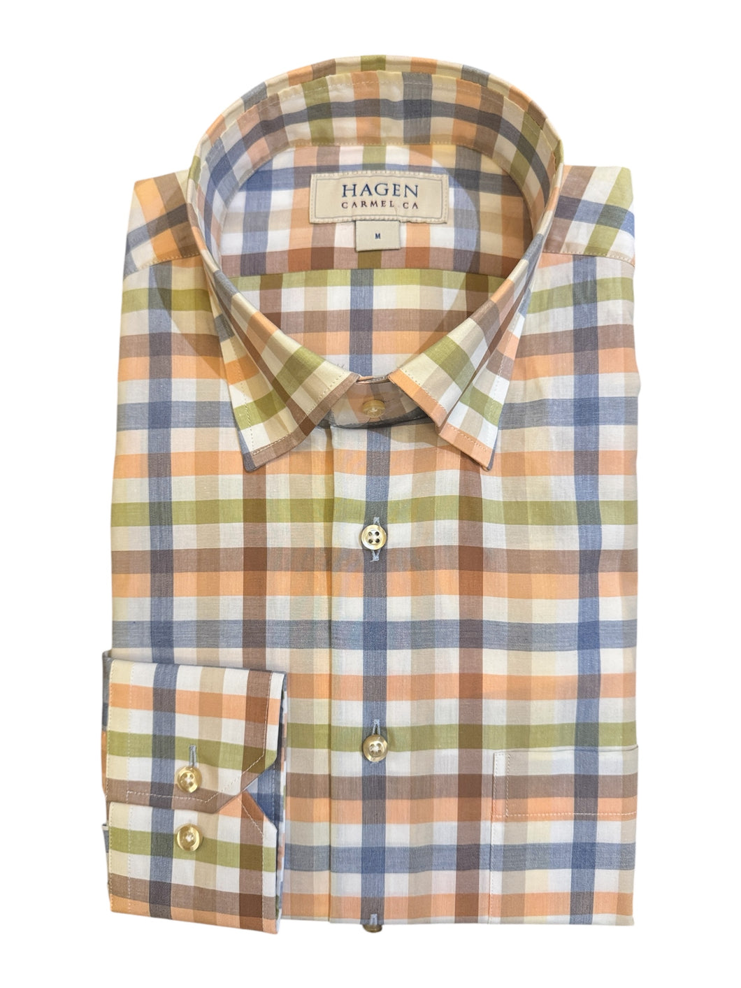 Hagen Shirt Multi Check in Peach Lime and Blue