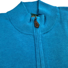 Load image into Gallery viewer, Alan Paine Cotton/Cashmere 1/4 Zip Mock Sweater Malibu Blue
