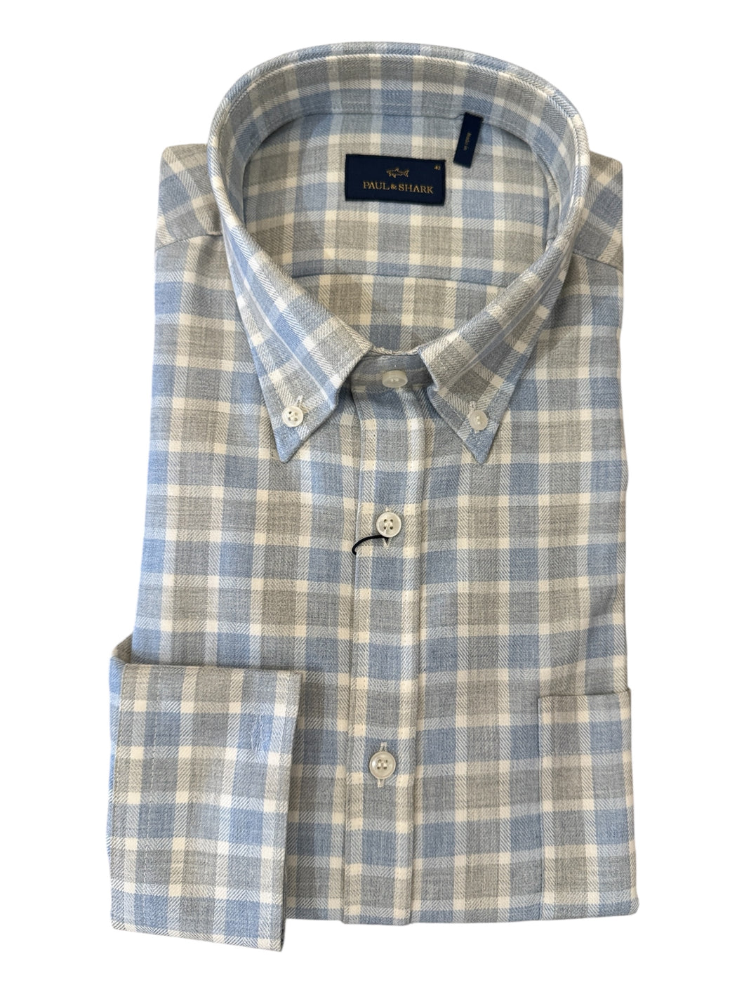 Paul & Shark Cotton Flannel Blue/Beige Check Shirt
