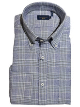 Load image into Gallery viewer, Paul &amp; Shark Cotton Flannel Blue/White Glen Plaid Shirt
