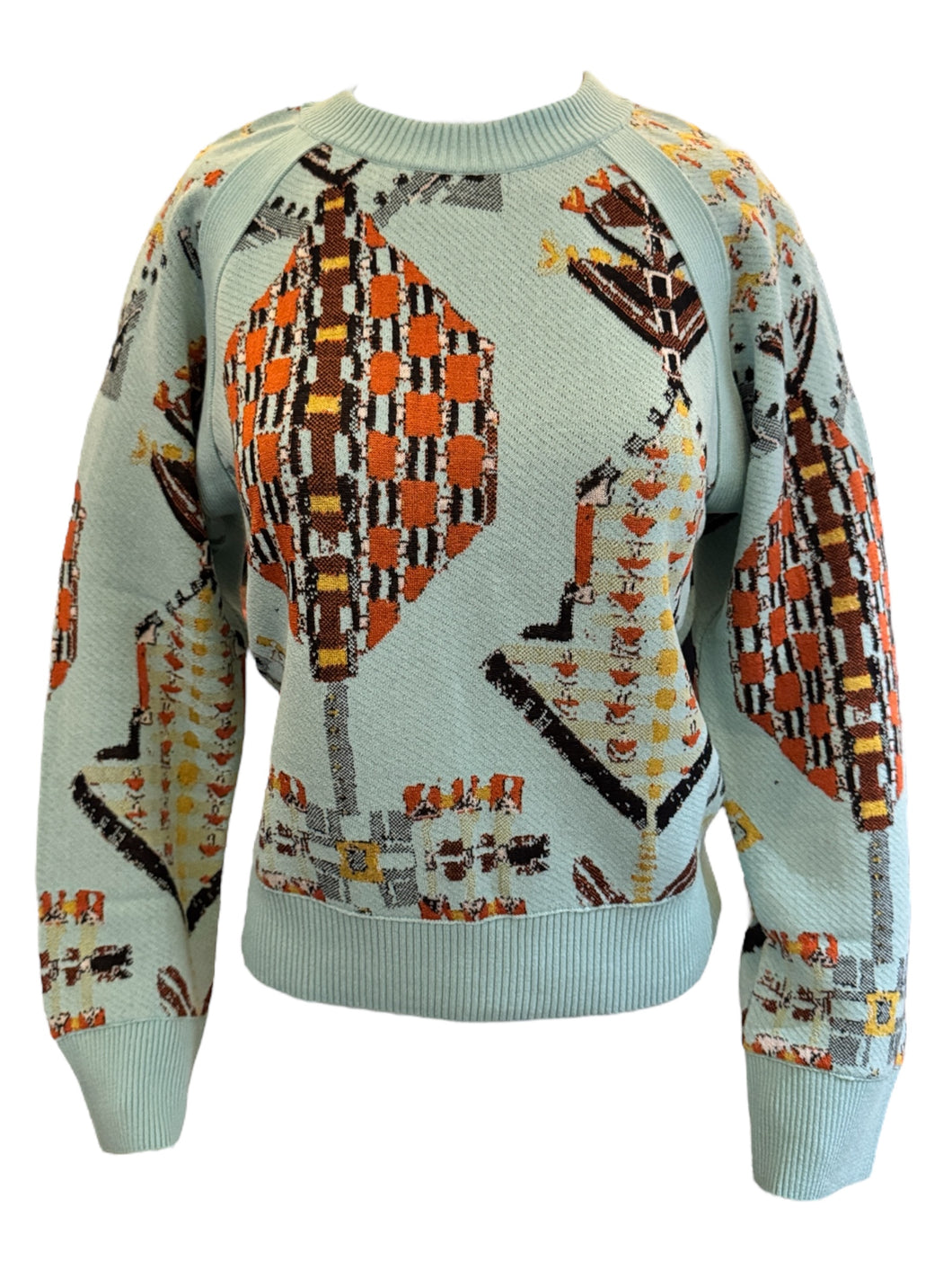 Aldo Martins Crewneck Sweater Soft Teal and Brown
