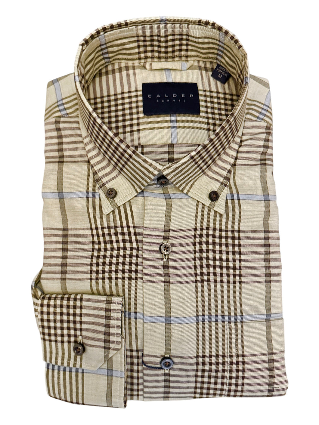 Calder Shirt Luxe Melange Exploded Graph Check - Olive