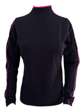 Load image into Gallery viewer, Vilagallo Knitwear High Neck Navy w/Pink Tipping
