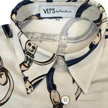 Load image into Gallery viewer, VLTS Viscose Blouse Equestrian Print Blue
