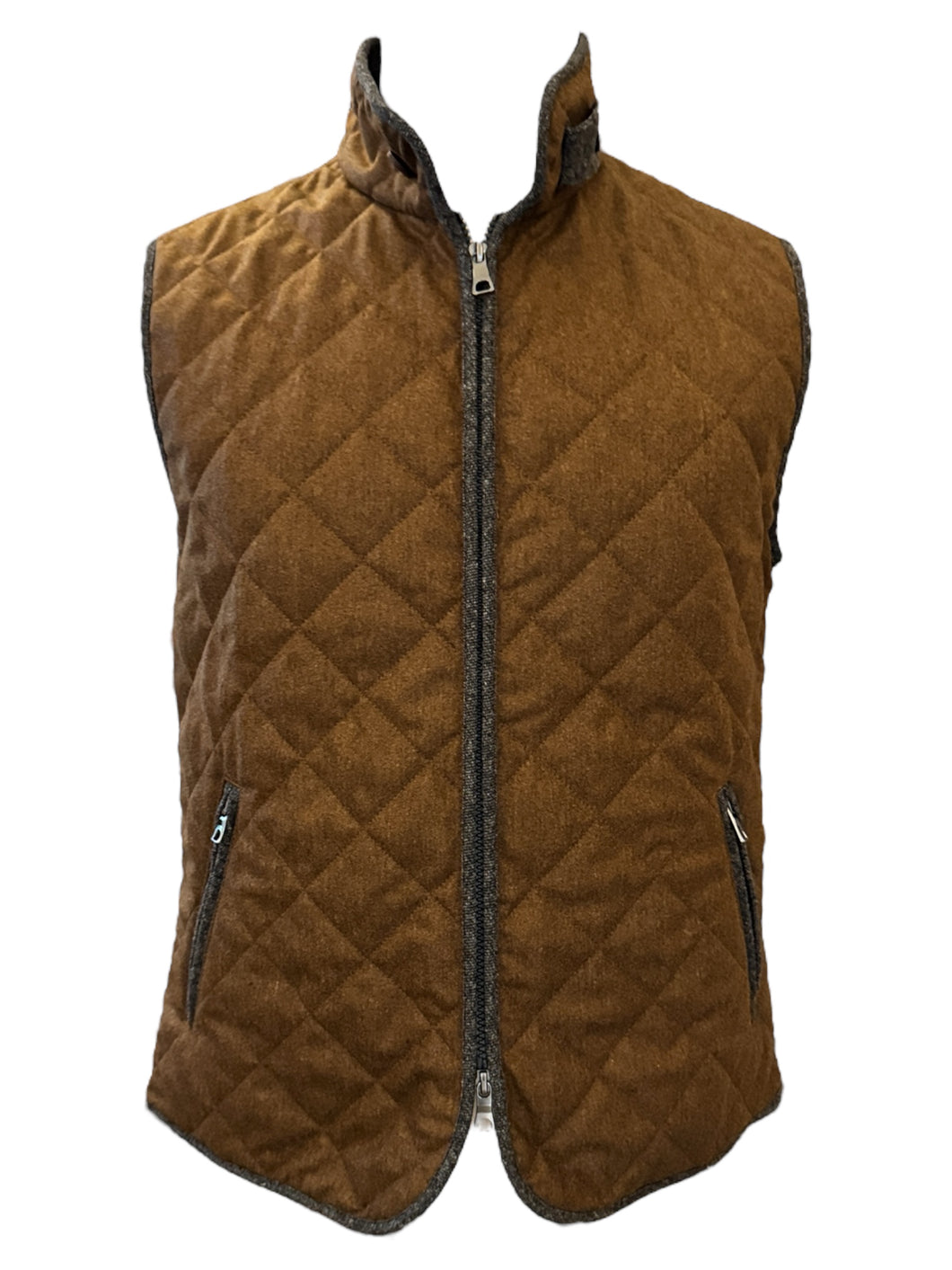 Waterville Theo Wool Flannel Vest Chocolate Brown