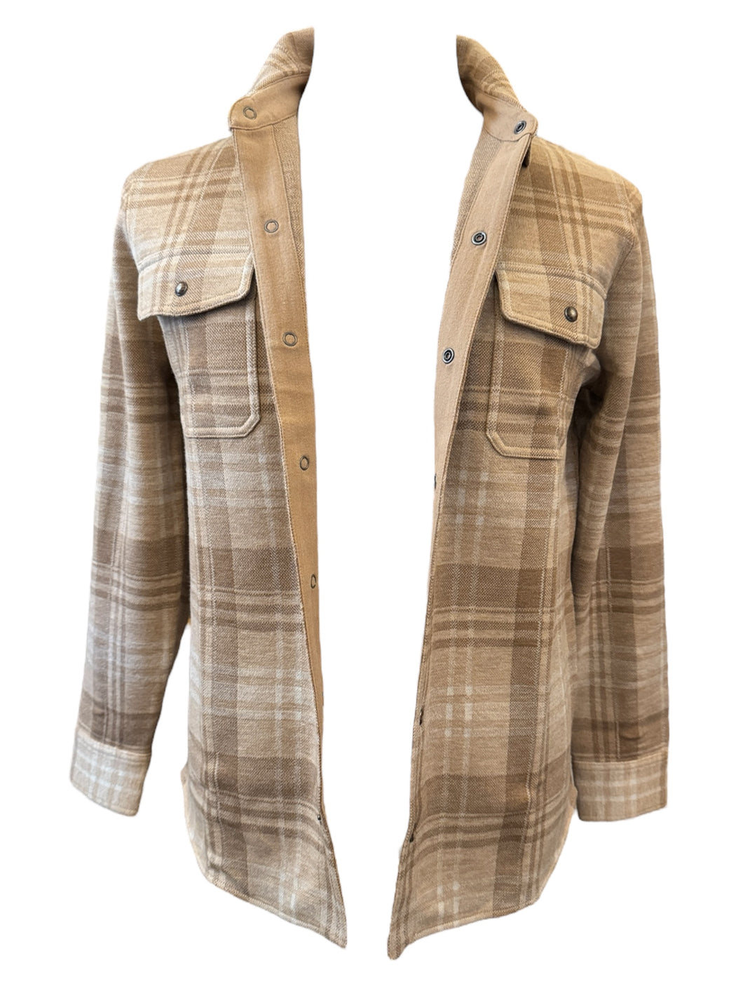 Peter Millar Sweater Shirt Jacket Tan Plaid