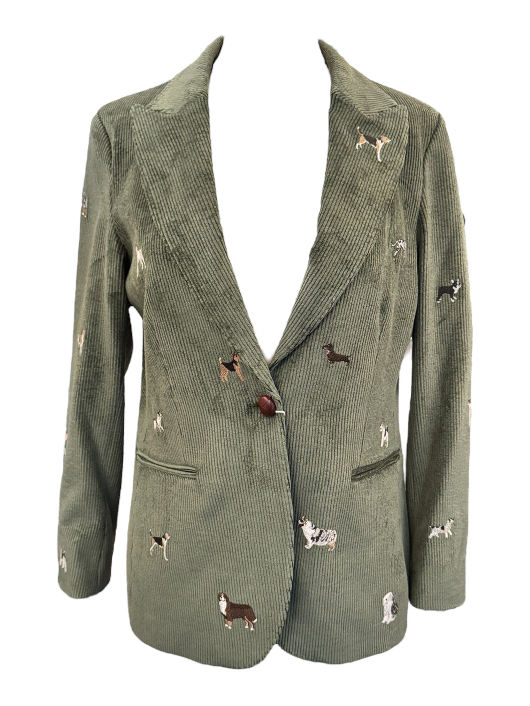 Vilagallo Jacket Heather Sage Green Corduroy w/Embroidery