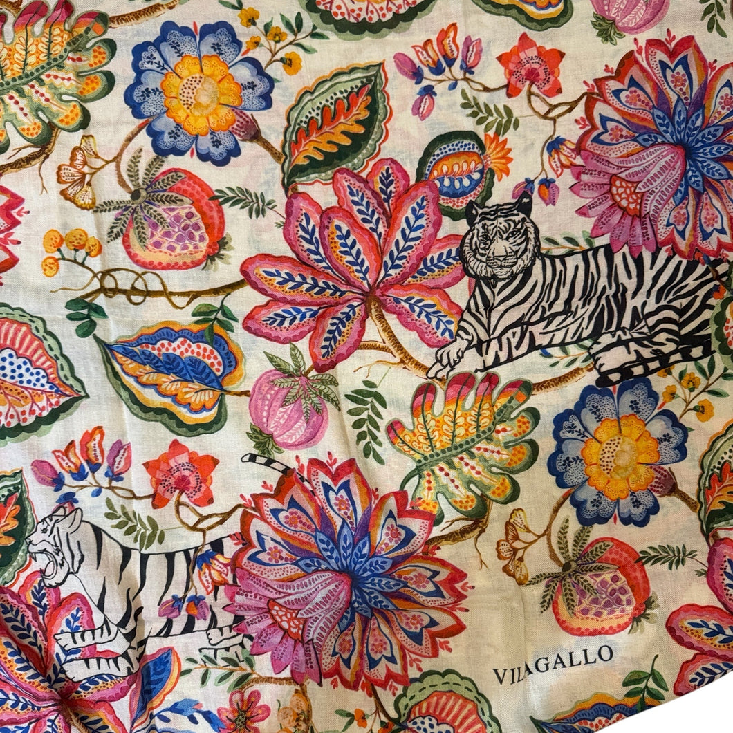 Vilagallo Cotton/Wool Blend Scarf Tigres y Flores
