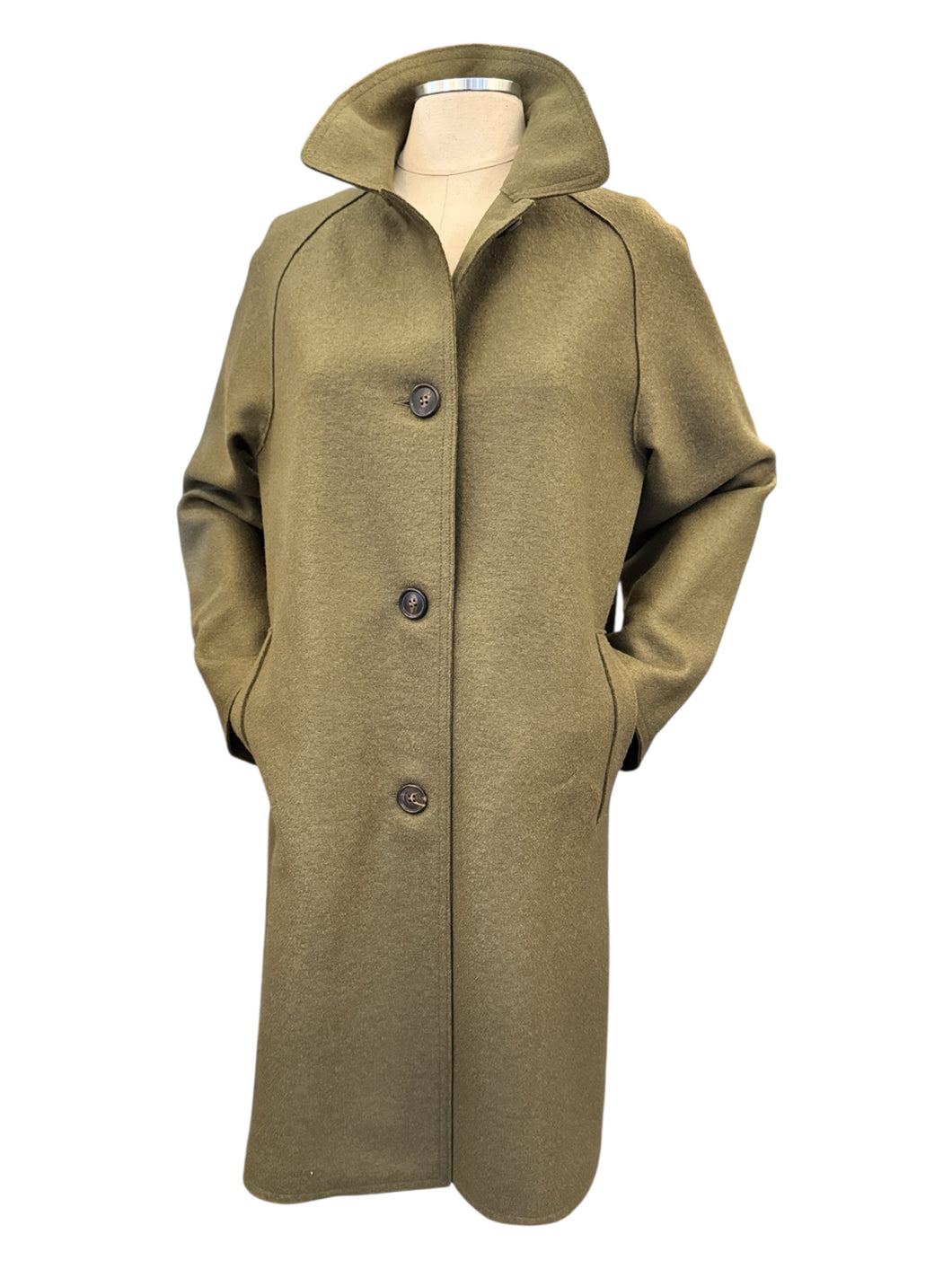 Rosso35 Raglan Sleeve Boiled Wool Coat Deep Olive