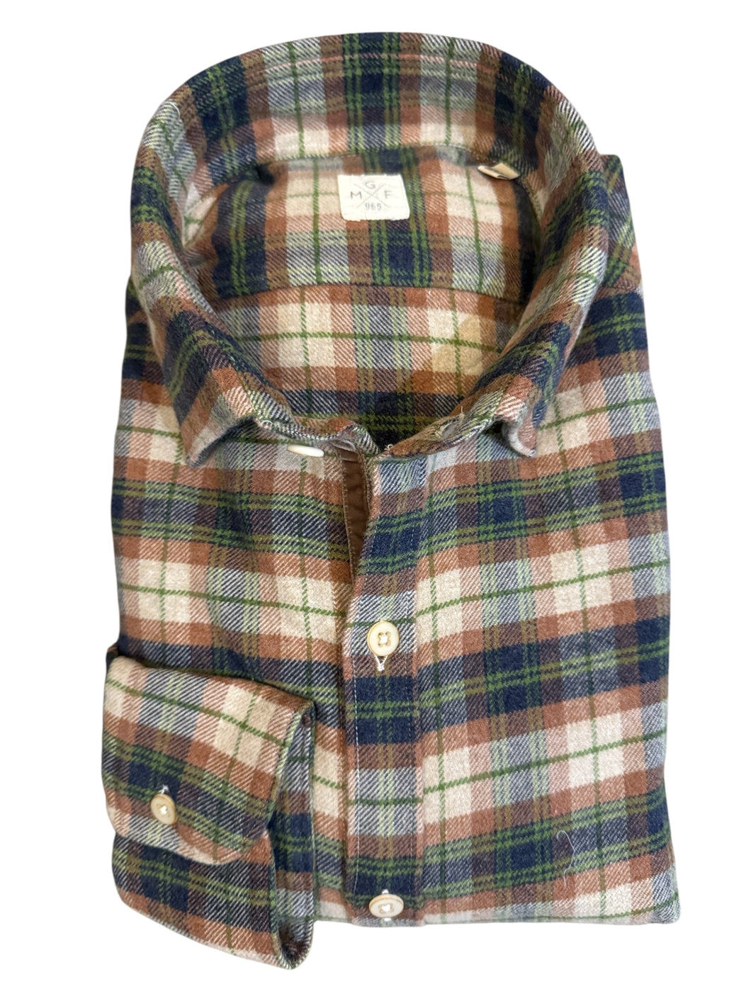 GMF 965 Cotton Flannel Plaid Shirt Rust w/Green