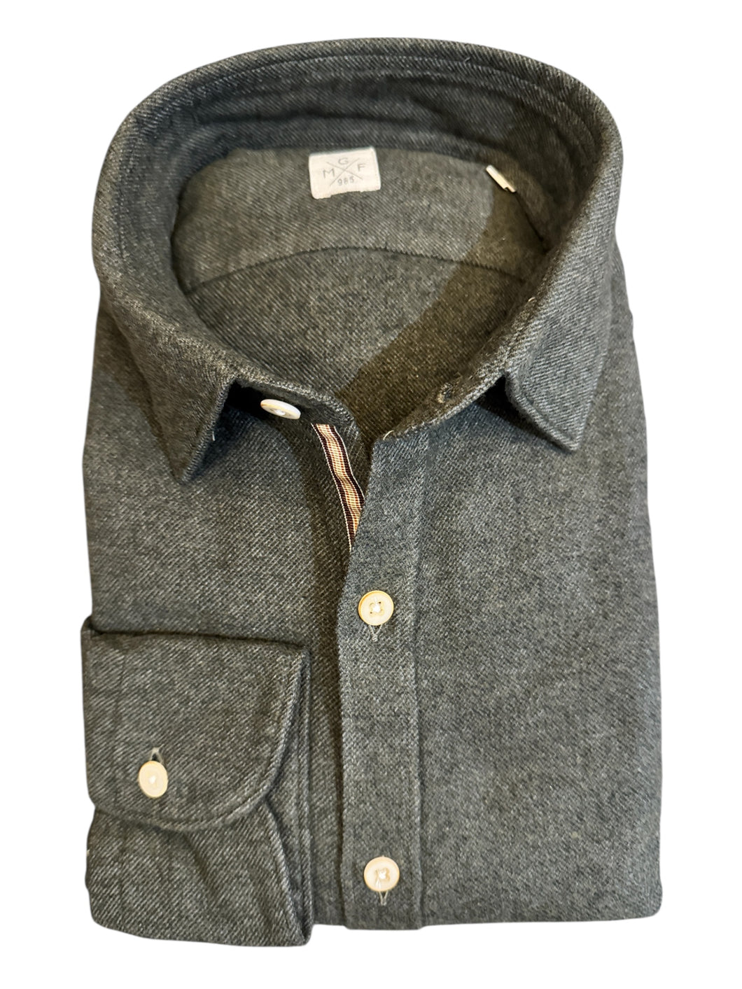 GMF 965 Cotton Flannel Shirt Solid Dark Olive