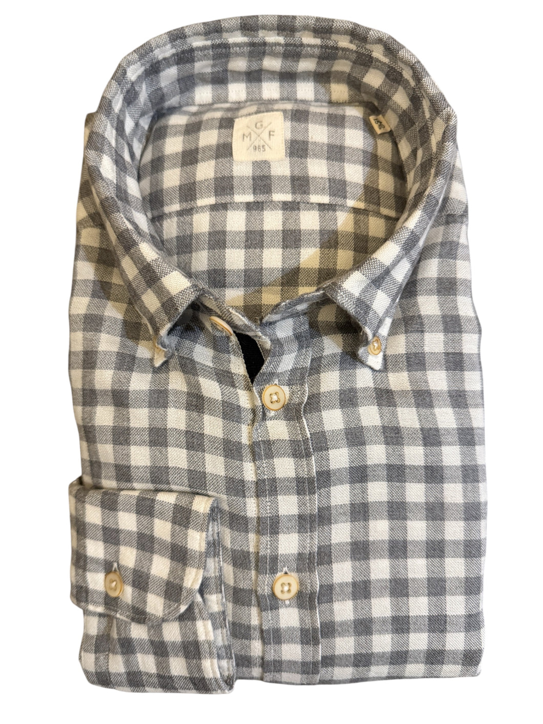 GMF 965 Merino Wool Blend Shirt Light Grey Gingham
