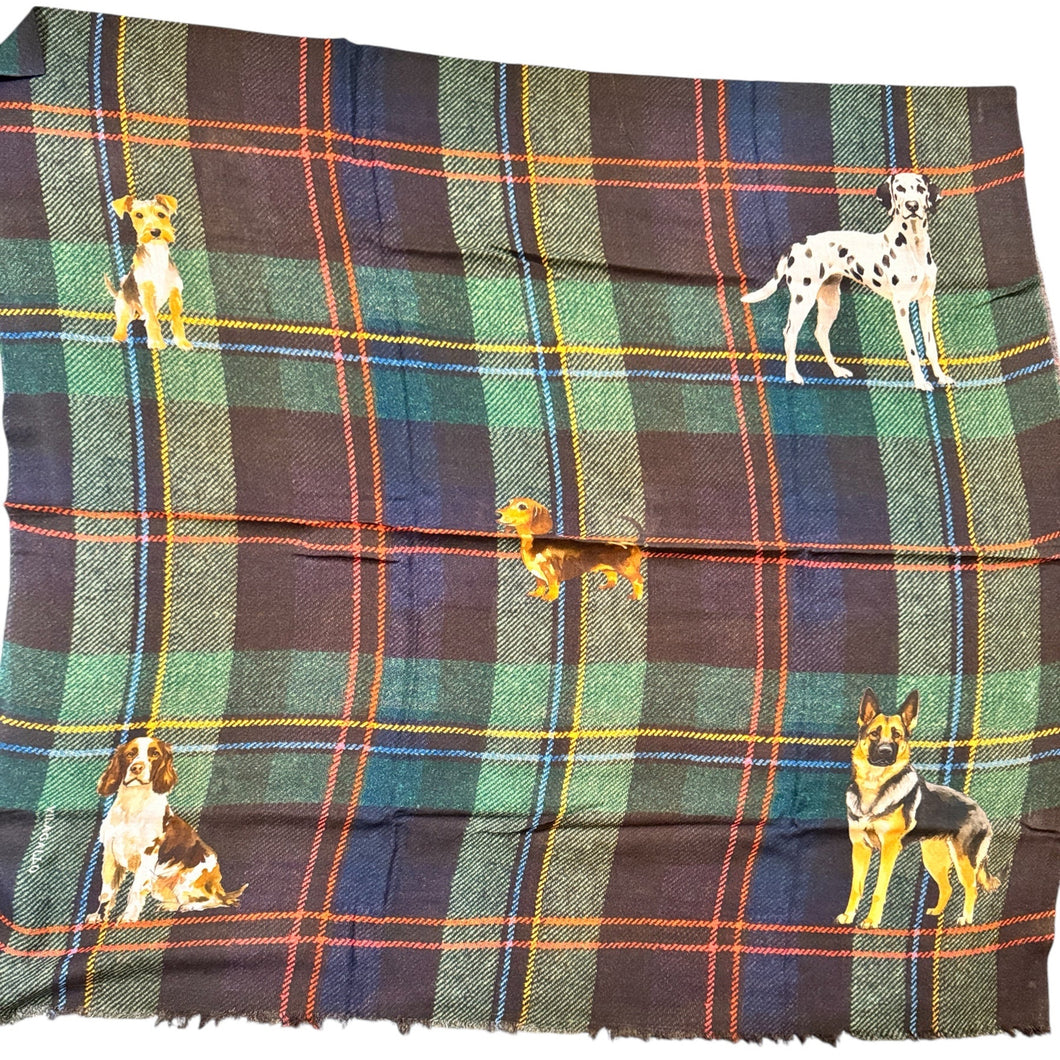Vilagallo Cotton/Wool Blend Scarf Tartan w/Dogs