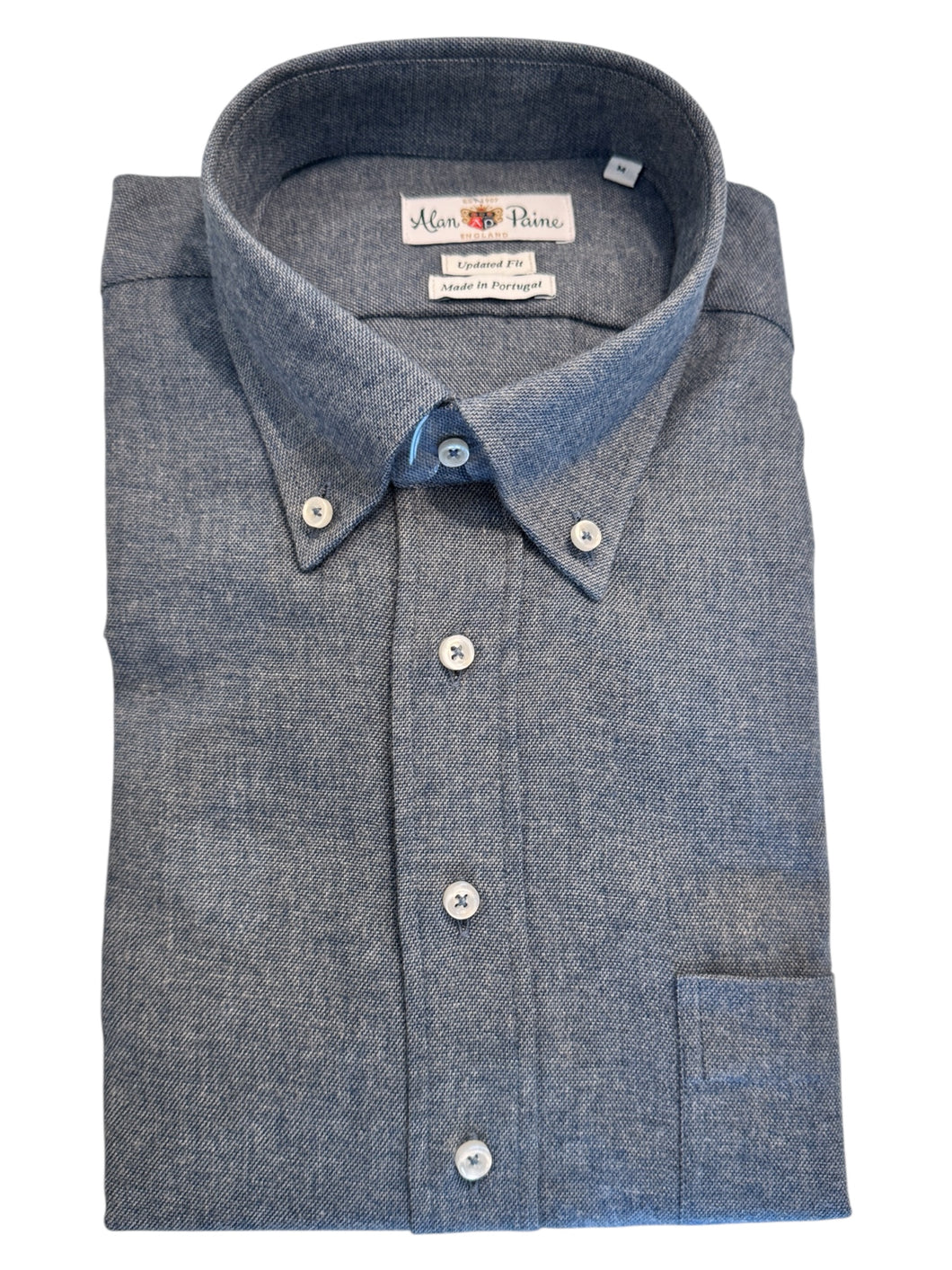 Alan Paine BD Cotton Flannel Shirt Blue Melange