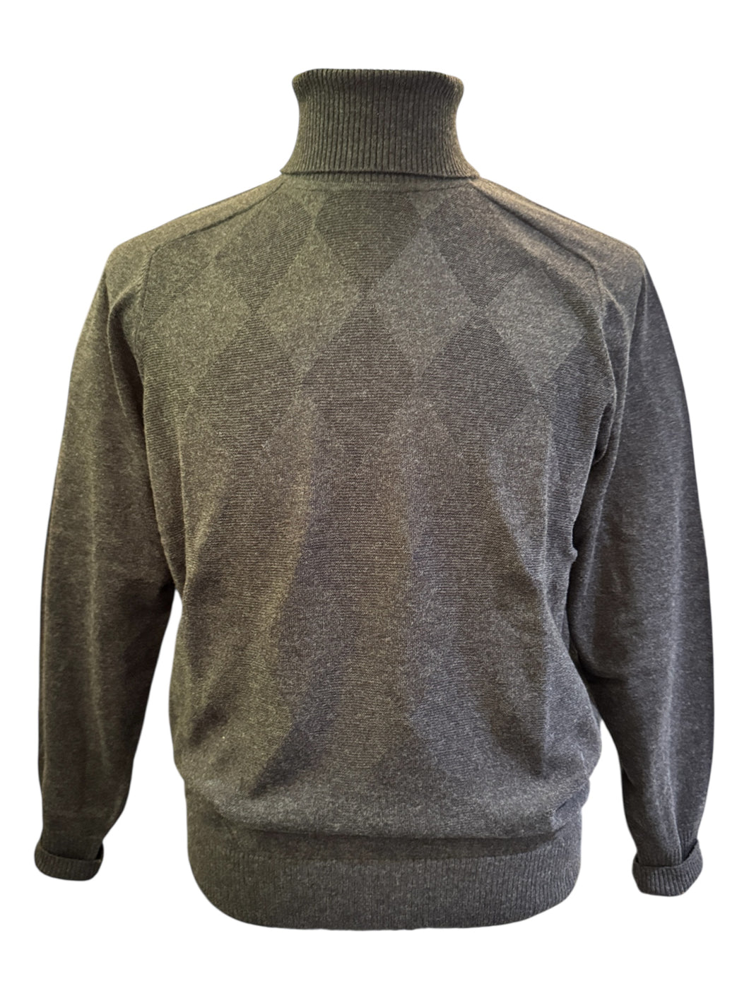 Alan Paine Textured Argyle Turtle Neck Charcoal