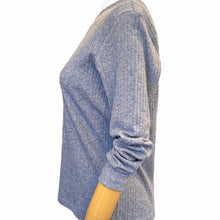 Load image into Gallery viewer, E&amp;F Rib Crewneck LS Pullover Shirt Denim
