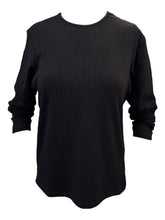 Load image into Gallery viewer, E&amp;F Rib Crewneck LS Pullover Shirt Black
