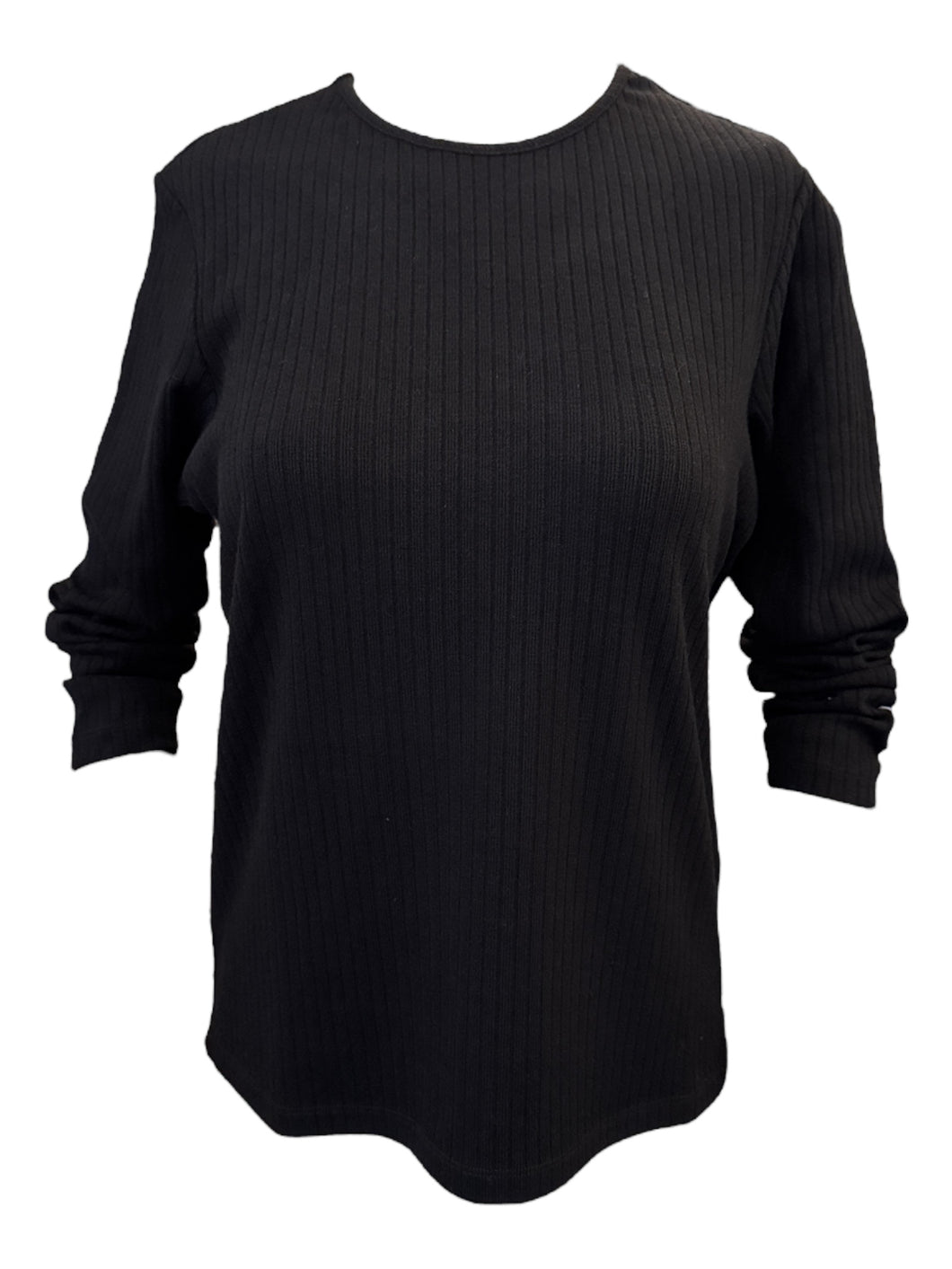 E&F Rib Crewneck LS Pullover Shirt Black