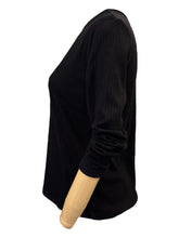 Load image into Gallery viewer, E&amp;F Rib Crewneck LS Pullover Shirt Black
