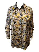 Load image into Gallery viewer, E&amp;F Back Pleated Viscose Shirt in Gold and Brown
