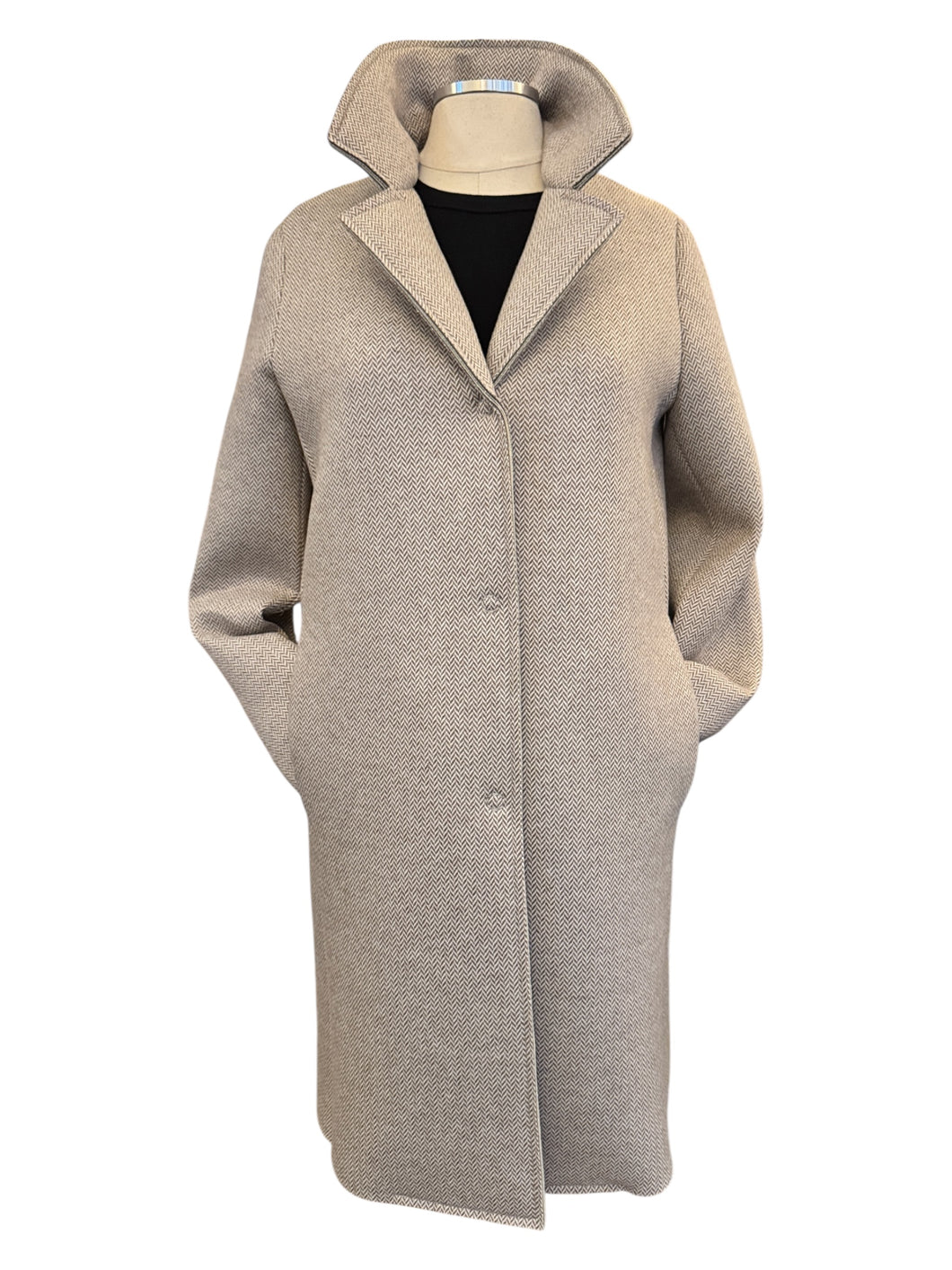 GoodMatch Neoprene Coat Beige Herringbone