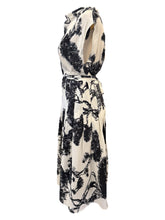 Load image into Gallery viewer, Psophia Cap Sleeve Silk Dress in Ivory and Black
