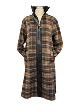 Load image into Gallery viewer, Adroit Brooke Wool Blend Plaid Coat w/Vegan Leather Trim

